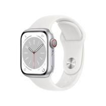 Apple Watch Series 8 GPS + Cellular, Caixa de Aço Inoxidável 41mm Prateada, Pulseira Esportiva Branca - MNJ53BZ/A