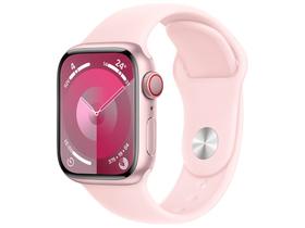 Apple Watch Series 9 GPS + Cellular Caixa Rosa de Alumínio 41mm Pulseira Esportiva Rosa-clara P/M