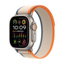 Apple Watch Ultra 2 49mm GPS + Cellular, Caixa de Titânio, Pulseira Loop Trail Laranja e Bege, Tamanho P/M - MRF13BZ/A