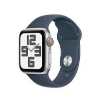 AppleWatchSE GPS Caixa prateada de alumínio 44mm Pulseira esportiva azul-tempestade M/G