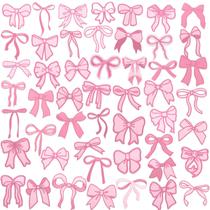 Applique de tecido Wavwavw 50 peças Pink Bow Patches 7 cm Applique de tecido Wavwavw 50 peças Pink Bow Patches 7 cm