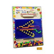 Aprenda Brincando Quadro Desenhos Modelo 2 DM Toys Azul Brinquedo de Encaixe Didatico Recreativo