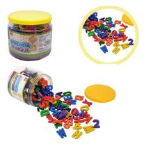 Aprenda e Brinque - Brinquedo educativo Alfanumérico -200 peças Letras, Números e Sinais de Operação Matemática Colorido