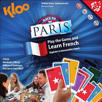 Aprenda francês com a corrida da KLOO para Paris Board Game - 4 Decks - Diversão Premiada - Iniciante para Intermediário