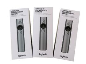 Apresentador Logitech Spotlight Cinza com zoom e facho de luz Bluetooth e Wi-Fi alcance até 30 mts