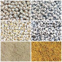 Aproximadamente 4900 Miçangas Pérolas Cruz Terço dourado e preto