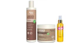 Apse Crespo Power Shampoo e Creme de Pentear e Glow Spray