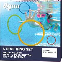 Aqua Anéis de Mergulho, Pacote com 6, Brinquedos de Piscina