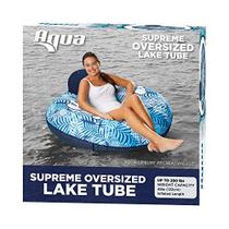 Aqua Leisure Oversized Supreme Lake Tube Float - Flutuador para cadeira de piscina adulto resistente - Samambaia azul/branca