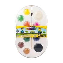 Aquarela Acrilex pastilha com 12 cores + pincel Aquarela Acrilex pastilha com 12 cores + pincel