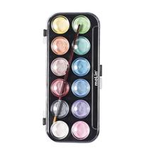 Aquarela Artitisca Metalica Perolizada com 12 Cores + Pincel MOLIN