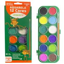 Aquarela de 12 cores Brilhantes da Leo&Leo Estojo e Pincel