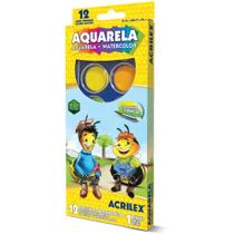 Aquarela Escolar Estojo C/12 Cores + Pincel Acrilex Estojo