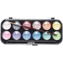 Aquarela Escolar Metálica ARTIST 12 Cores - com Estojo e Pincel