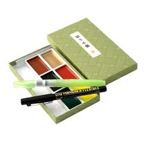 Aquarela Kuretake Gansai Tambi Irodori Kobako Green com 6 Cores