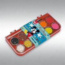 Aquarela Pastilha Tinta Infantil Mickey Mouse 12cores Pincel