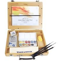 Aquarela Winsor & Newton Profissional em Pastilha Caixa Madeira 21 Peças