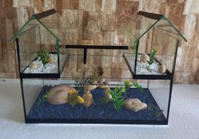 Aquário Beteira Castelo V Tripla 3 Compartimentos Versão Maior Peixe Betta Decorado Aquário Beteira Castelo V Tripla 3 Compartimentos Versão Maior Peixe Betta Decorado