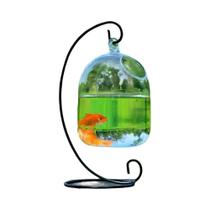 Aquário De Vidro Transparente Redondo Retangular Com Suporte Para Decoração De Casa