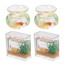 Aquário em miniatura Kisangel Tiny Glass Fish Tank x4