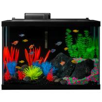 Aquário GloFish de 20 galões com luzes LED, decoração, aquecedor e filtro Aquário GloFish de 20 galões com luzes LED, decoração, aquecedor e filtro
