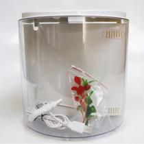 Aquario peixe Betta Completo Sunsun Filtro luminaria BIVOLT Branco Curvo