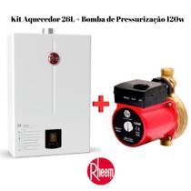 Aquecedor 26 Litros Glp Bivolt + Bomba 120W 220V Rheem