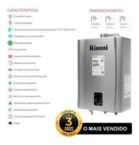 Aquecedor a Gás Digital REU-E211 FEH (E21) 21 litros GN COR PRATA