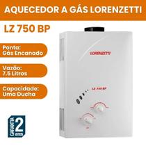 Aquecedor a gás GN Lorenzetti LZ 750BP Vazão 7,5 Litros