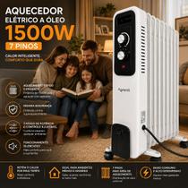 Aquecedor A Óleo Agrantt 1500W 3 Níveis 7 Pinos Elétrico Portátil Silencioso Quarto Sala Escritório Aquecedor A Óleo Agrantt 1500W 3 Níveis 7 Pinos Elétrico Portátil Silencioso Quarto Sala Escritório
