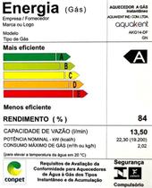 Aquecedor de Água a Gás Aquakent 14L - Potência 2,02 m/h