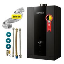 Aquecedor de Água a Gás Gn Komeco Preto KO 09B BK HOME 1PBGN4 127V 220V 19 Litros Min Com Acessórios