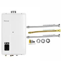 Aquecedor De Água a Gás Rinnai 33 Litros E33 Branco GÁS GN + Kit Ligação de 40cm