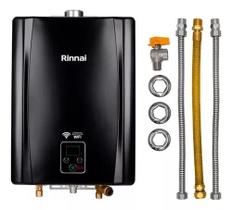 Aquecedor de Água a Gás Rinnai E21 FEH 21 Litros Black Gás GLP + Kit Ligação De 40Cm