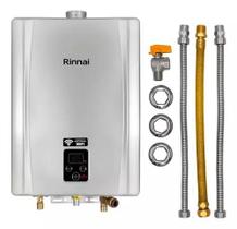 Aquecedor de Água a Gás Rinnai E21 FEH 21 Litros Prata Gás GLP +Kit Ligação De 40Cm