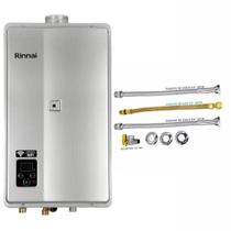 Aquecedor De Água a Gás Rinnai E33 FEH 33 litros PRATA Gás GN + Kit Ligação de 40cm