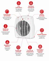 Aquecedor de Ambiente Elétrico Portátil Kian 2 Níveis Branco Aquecedor de Ambiente Elétrico Portátil Kian 2 Níveis Branco