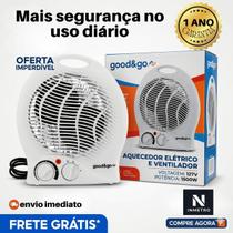 Aquecedor de Ar Eletrico Portatil TermoVentilador Compacto Pontente 1500W Proteção 127v Ventilador 6 niveis tempertatura 3 niveis velocidade pratico