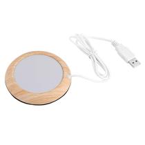 Aquecedor de Caneca Zerone USB com Textura de Madeira, Base Térmica para Bebidas, Preta