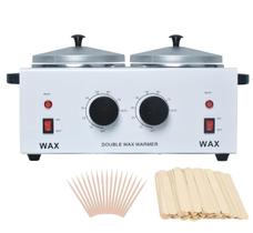 Aquecedor de cera Podoy Double Pot 1,2 L com 100 palitos artesanais de 100 ml