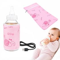 Aquecedor de mamadeira portatil usb carro capa termica rosa passeio viagem bolsa bebe crianca aquece leite agua - Western