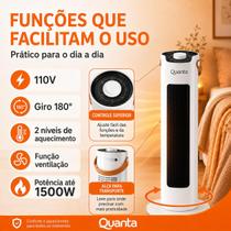 Aquecedor Elétrico Torre Quanta 1500W 110V com Função Ventilação e Segurança Antiqueda Aquecedor Elétrico Torre Quanta 1500W 110V com Função Ventilação e Segurança Antiqueda