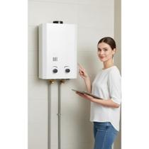 Aquecedor Gás Natural 7L Branco a Pilha Eficiente