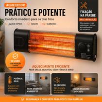 Aquecedor Infravermelho Pamapic PHSLBG 1500W 110V para Fixar Na Parede Preto e Prata