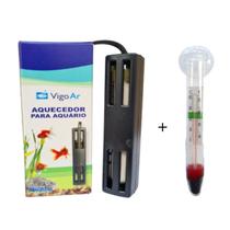 Aquecedor Para agua Aquário 10W Vigoar + Termometro De Vidro Aquecedor Para agua Aquário 10W Vigoar + Termometro De Vidro