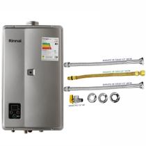 Aquecedor Rinnai 27 Litros E27 FEH GN Prata (Digital) + Conjunto Ligação de 40cm