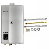 Aquecedor Rinnai 32,5 Litros E33 FEH GLP Prata (Digital) + Conjunto Ligação de 40cm Aquecedor Rinnai 32,5 Litros E33 FEH GLP Prata (Digital) + Conjunto Ligação de 40cm