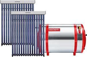 Aquecedor Solar Komeco 500 L Inox 304 baixa pressão nível + 2 Coletor a vácuo de 15 tubos