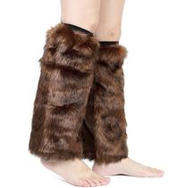 Aquecedores de pernas Barelove Faux Fur Brown Winter Boot Cuff Aquecedores de pernas Barelove Faux Fur Brown Winter Boot Cuff