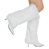 Aquecedores de pernas RECECASA Faux Fur femininos brancos de inverno 40cm Aquecedores de pernas RECECASA Faux Fur femininos brancos de inverno 40cm